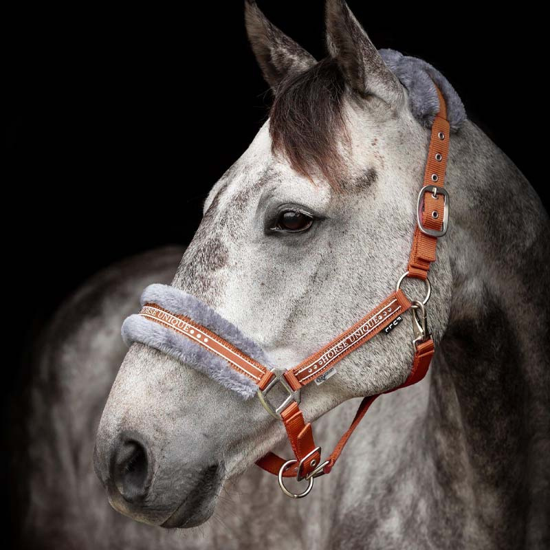 Kantar z Futerkiem Pomarańczowy/Szary