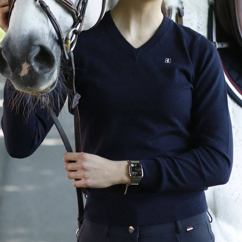 Sweter Classic V-Neck Pullover Granatowy