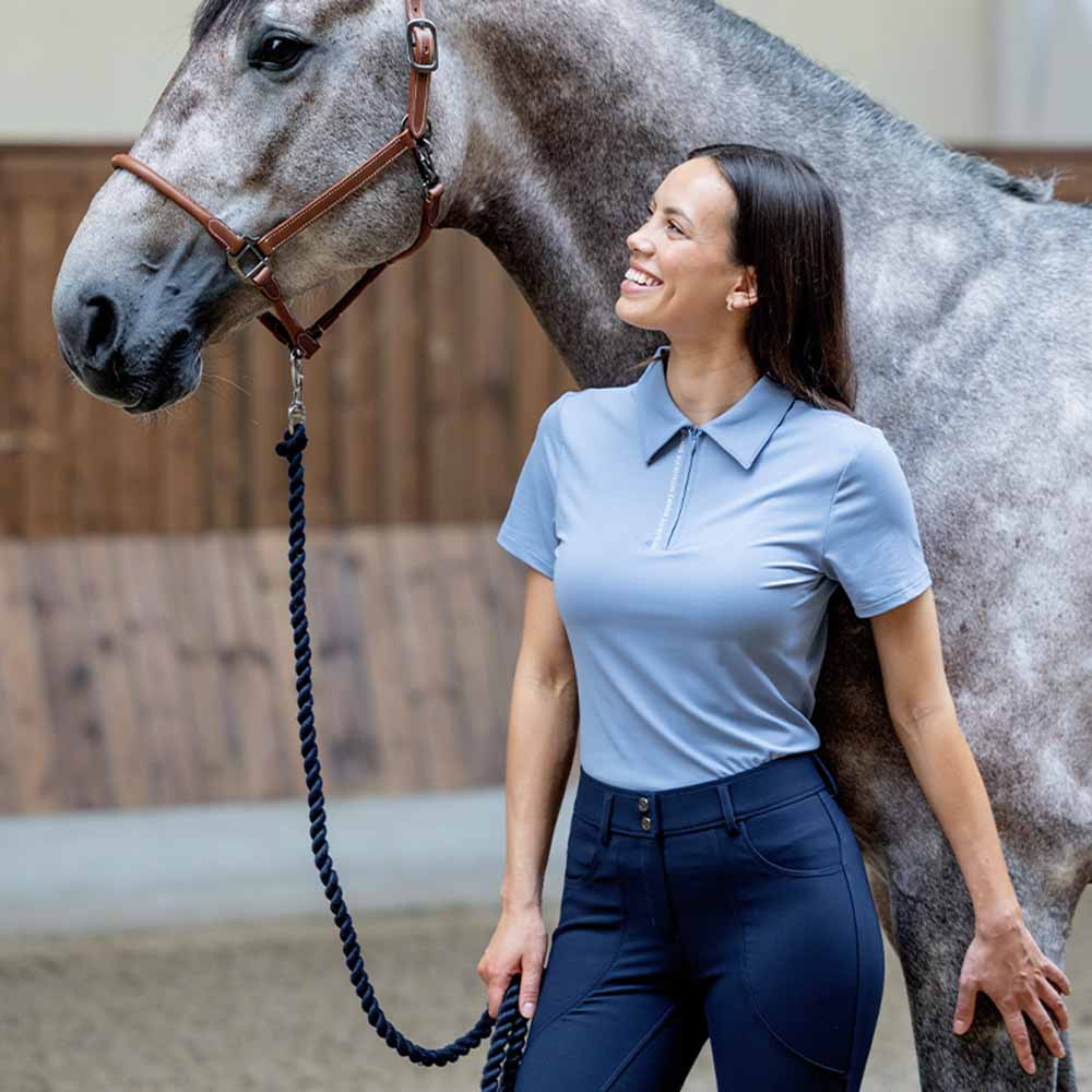 Koszulka jeździecka Nash 1/4 Zip Błękitna