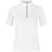 Top konkursowy Classic Glitter Zipper Short Sleeve Biały Top konkursowy Classic Glitter Zipper Short Sleeve Biały