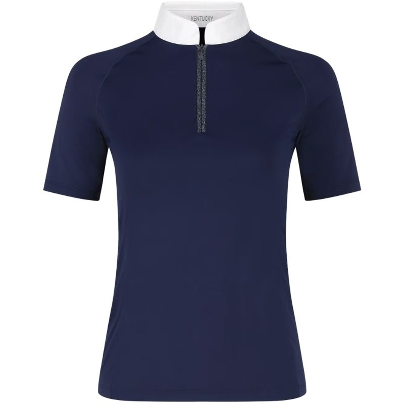Top konkursowy Classic Glitter Zipper Short Sleeve Granatowy
