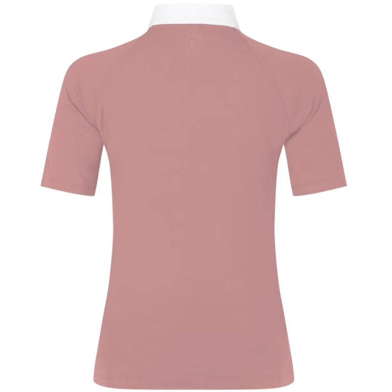 Top konkursowy Classic Glitter Zipper Short Sleeve Stary róż
