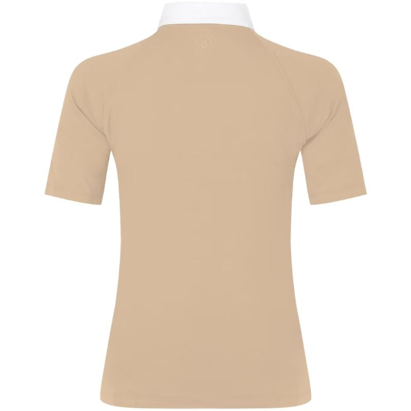 Top konkursowy Classic Glitter Zipper Short Sleeve Beżowy