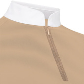Top konkursowy Classic Glitter Zipper Short Sleeve Beżowy Top konkursowy Classic Glitter Zipper Short Sleeve Beżowy
