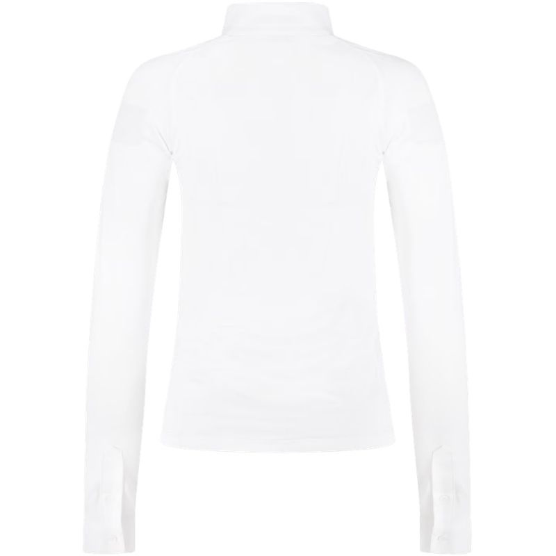 Top konkursowy Classic Glitter Zipper Long Sleeve Biały