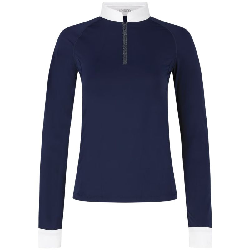Top konkursowy Classic Glitter Zipper Long Sleeve Granatowy