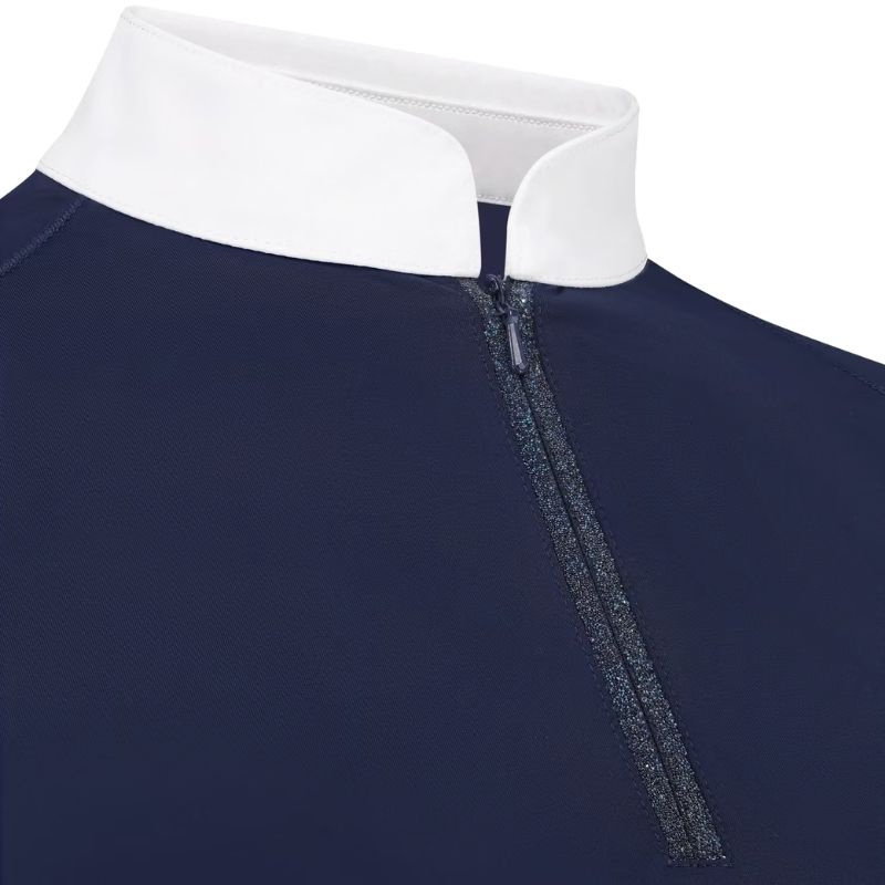Top konkursowy Classic Glitter Zipper Long Sleeve Granatowy