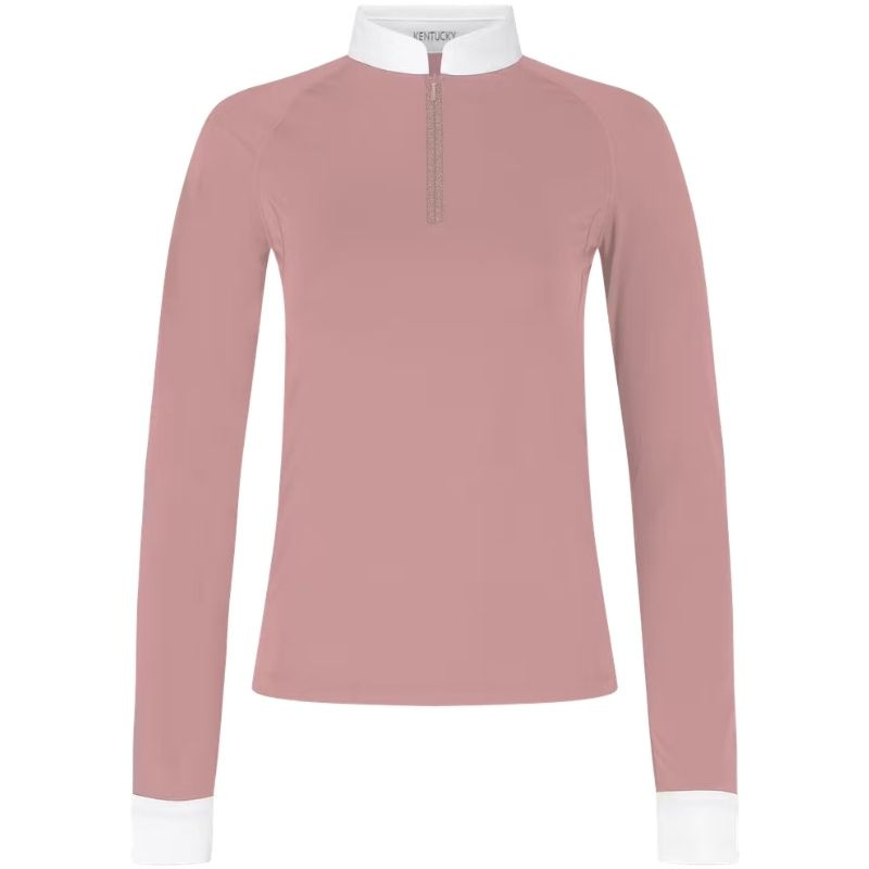 Top konkursowy Classic Glitter Zipper Long Sleeve Stary Róż