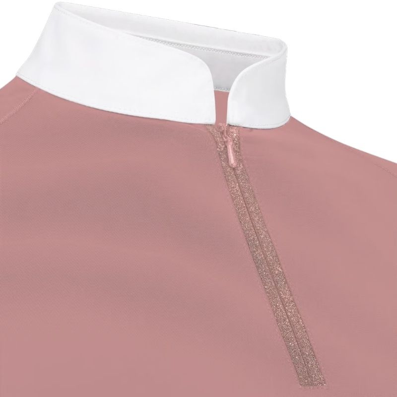Top konkursowy Classic Glitter Zipper Long Sleeve Stary Róż