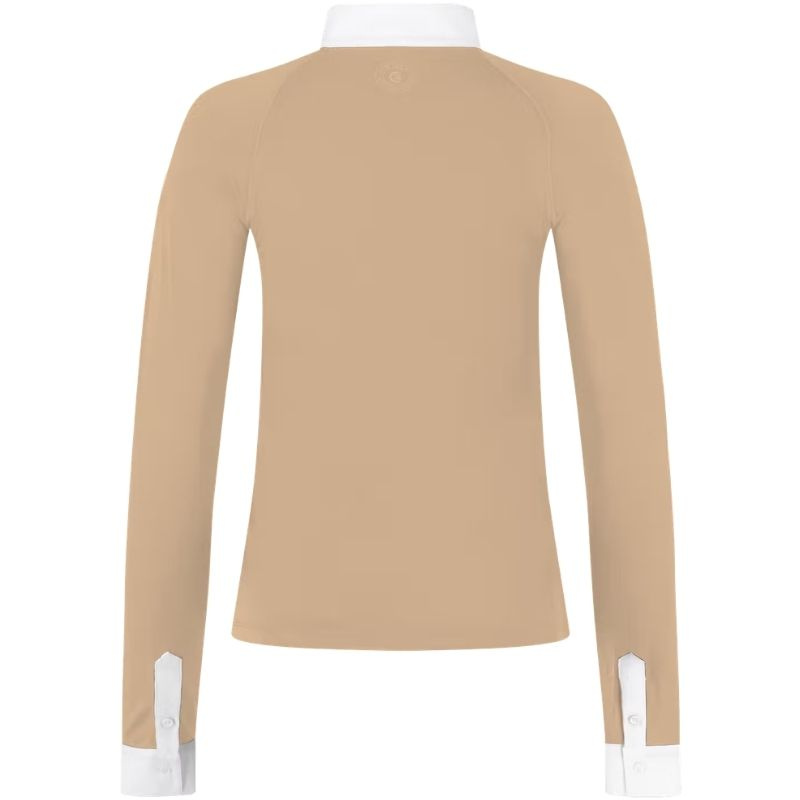 Top konkursowy Classic Glitter Zipper Long Sleeve Beżowy