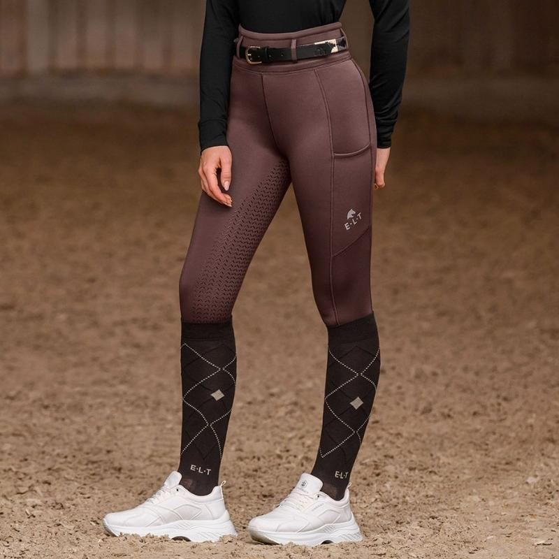 Legginsy jeździeckie Ella Full Grip Brązowe