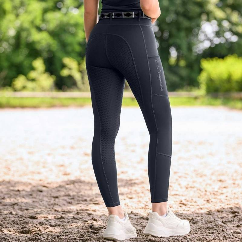 Legginsy jeździeckie Ella Glam Full Grip Granatowe