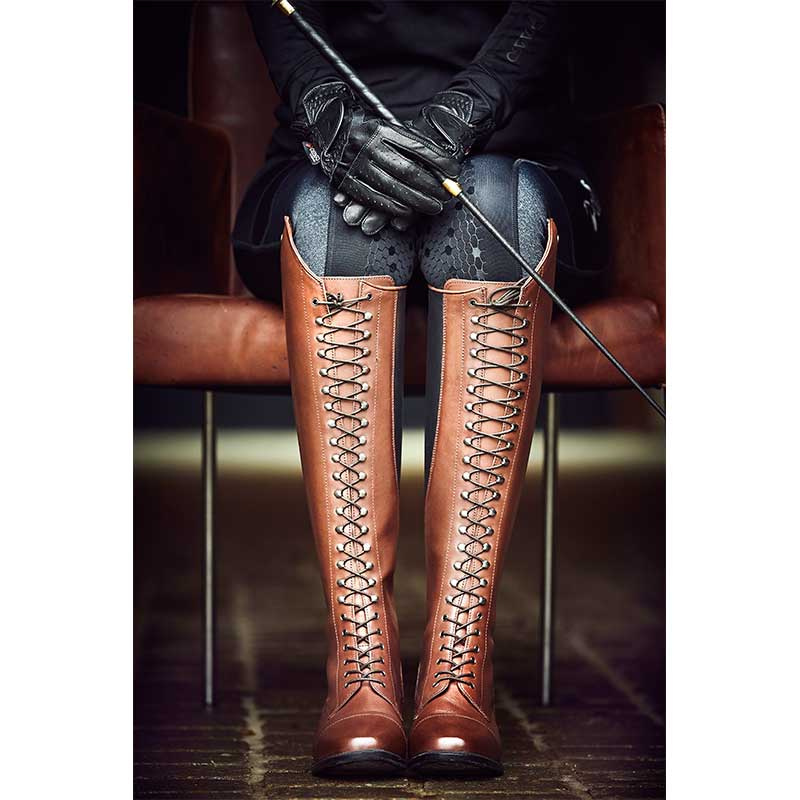 Rękawiczki jeździeckie Feel Leather Czarne