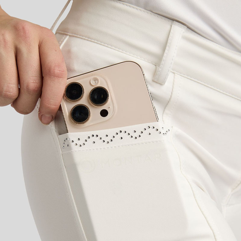 Bryczesy Dzieci/Junior Crystals Full Grip Białe