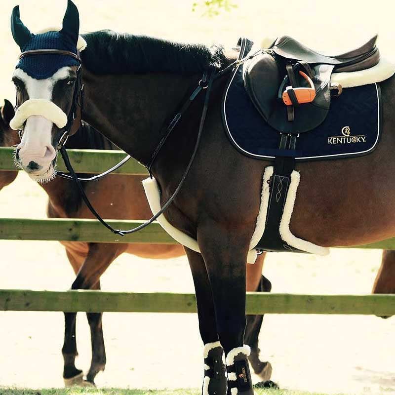 Popręg skokowy z fartuchen Sheepskin Czarny