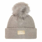 Czapka Beanie Pompom Beżowa Czapka Beanie Pompom Beżowa