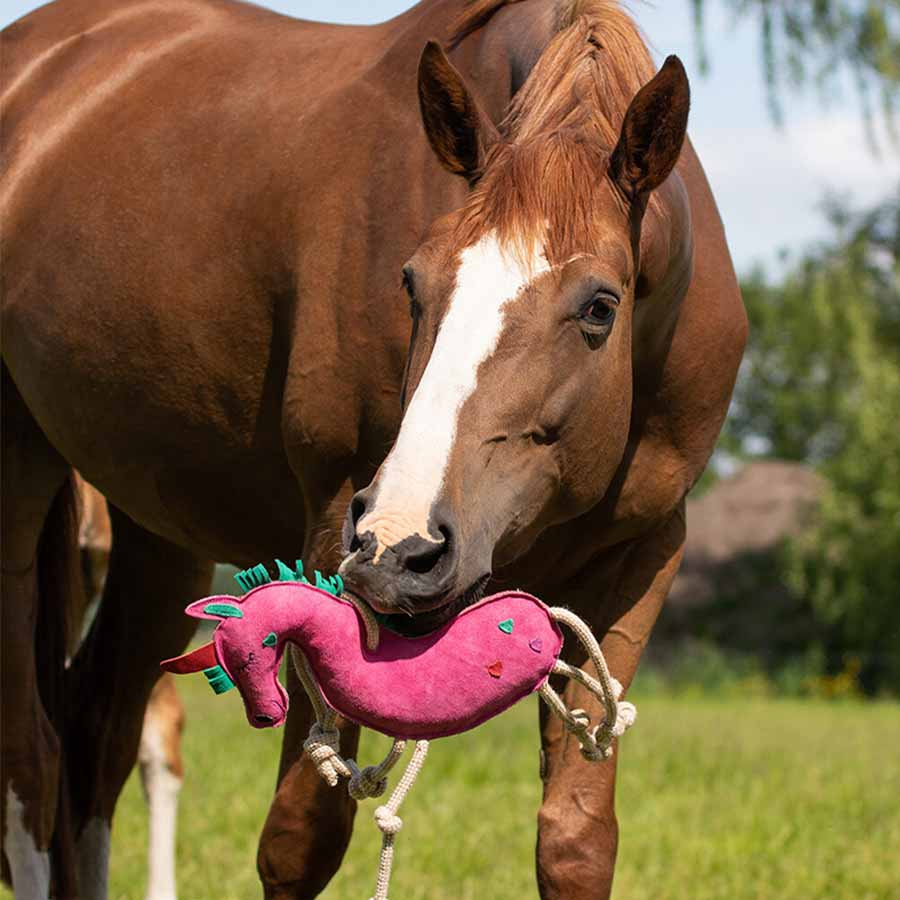Zabawka dla koni Unicorn w zamszu ECO Różowa