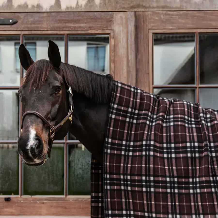 Derka polarowa Heavy Square Check Printing Brąz/Beż210x200