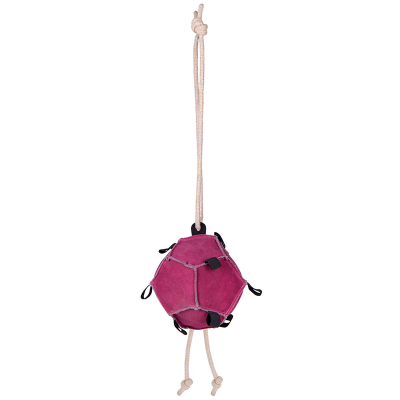 Zabawa dla konia Piłka Loop  z zamszu Różowa