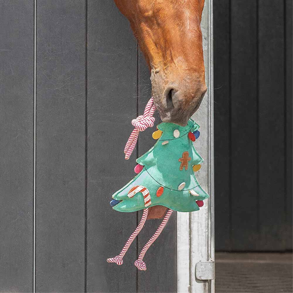 Zabawka dla konia Christmas Tree z zamszu Zielona