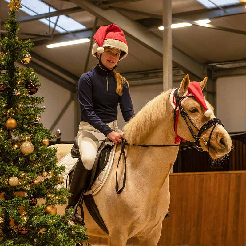 Nauszniki dla konia Christmas Hat Czerwony/Biały
