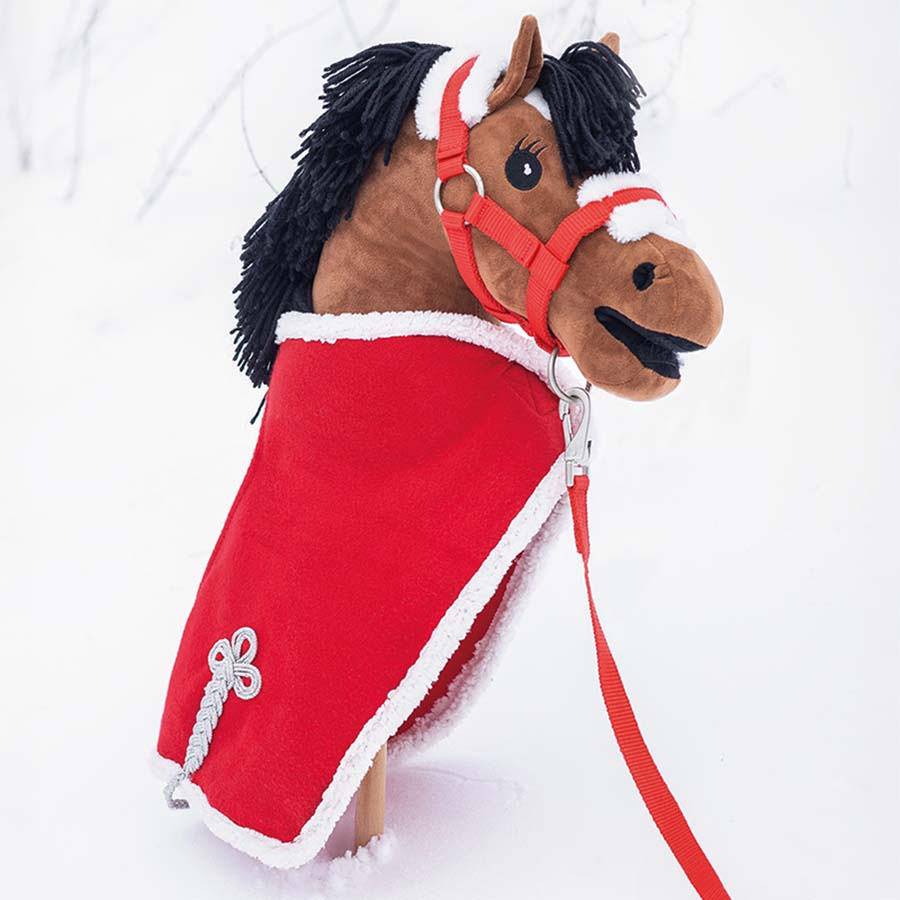 Derka polarowa dla konia na kiju Christmas Czerwony/Biały