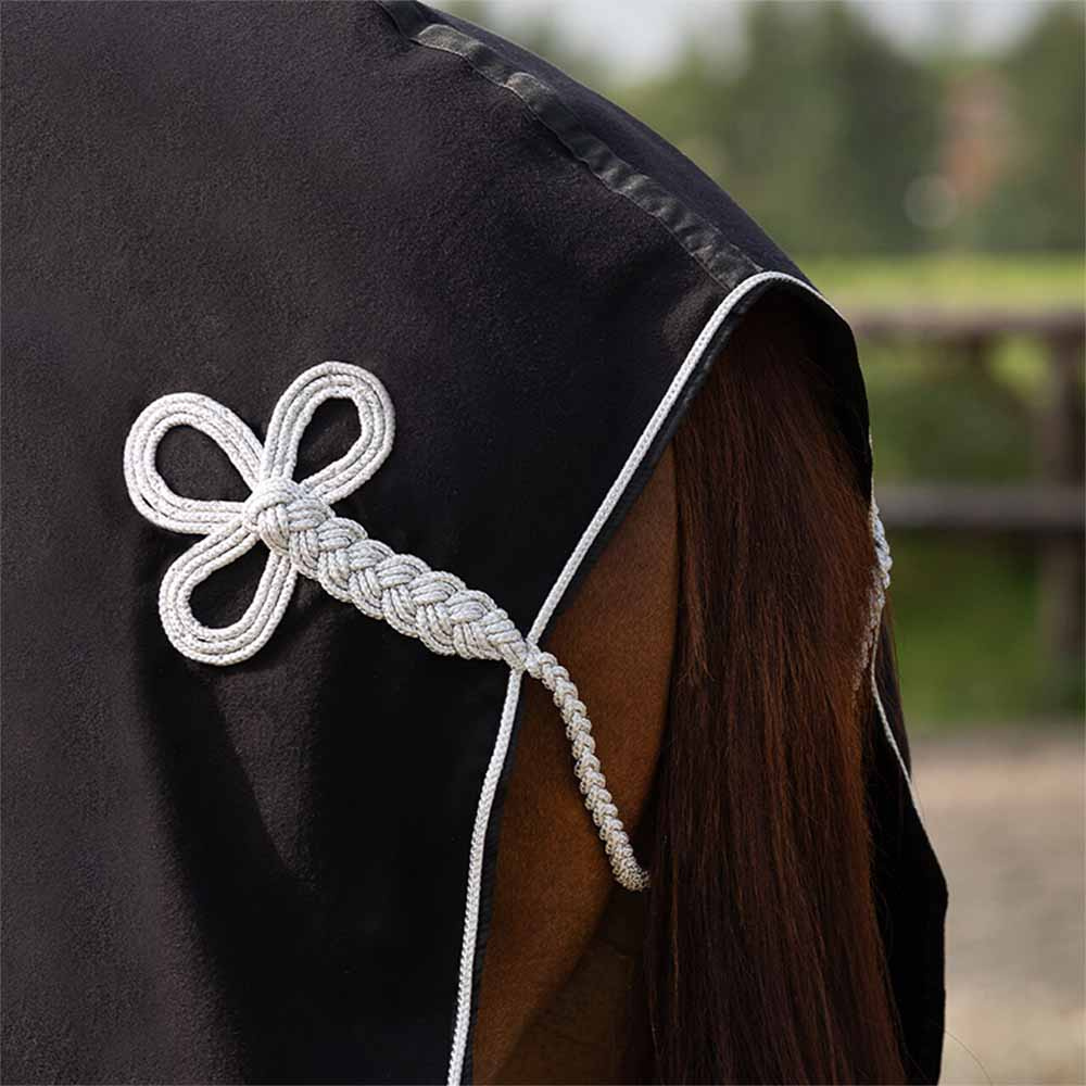 Derka polarowa Ornament Czarno/Srebrna