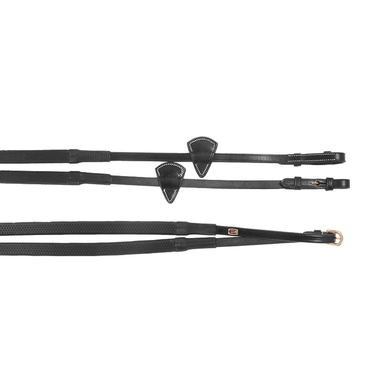 Wodze gumowe E-Logo Czarne/Mosiężne okucia