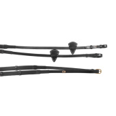 Wodze gumowe E-Logo ze stoperami Czarne/Mosiężne okucia Wodze gumowe E-Logo ze stoperami Czarne/Mosiężne okucia