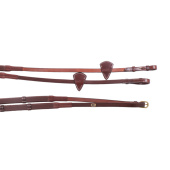 Wodze gumowe E-Logo ze stoperami Brązowe/Mosiężne okucia Wodze gumowe E-Logo ze stoperami Brązowe/Mosiężne okucia