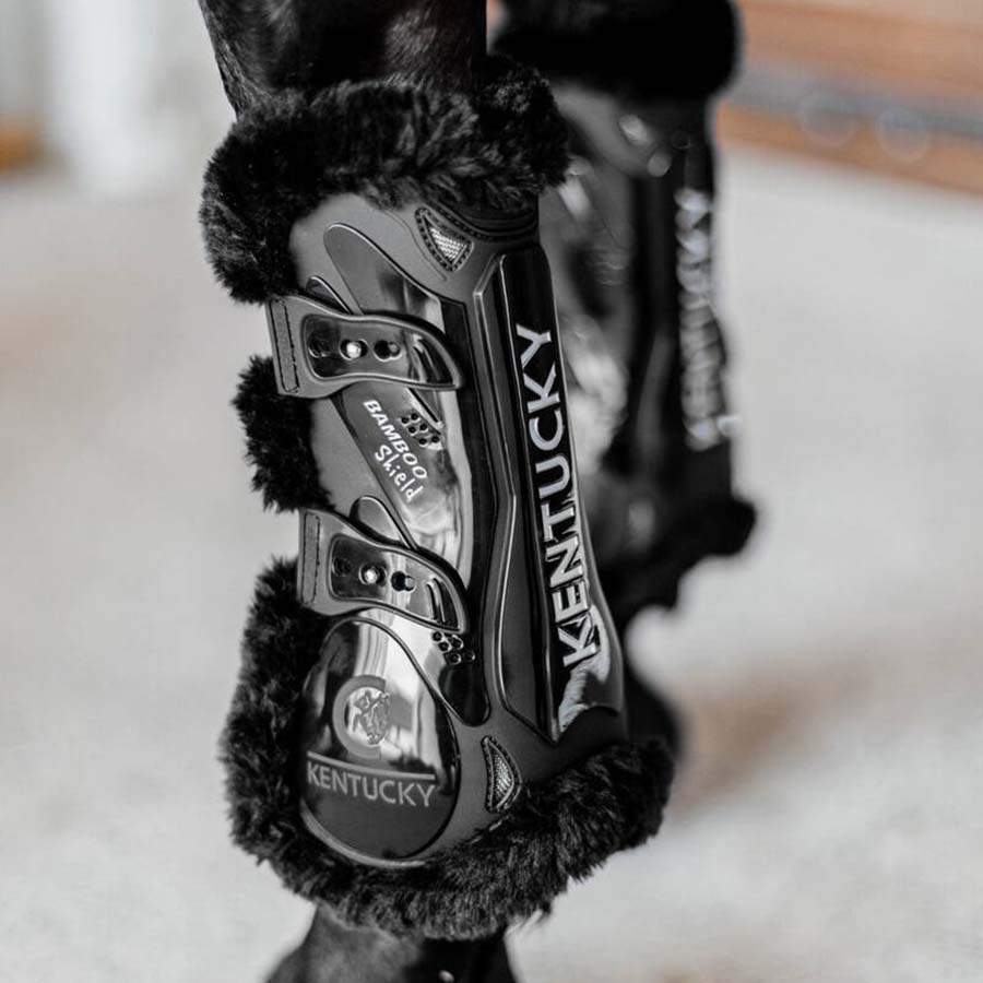 Ochraniacze skokowe przód Vegan Sheepskin Bamboo Elastic Czarne