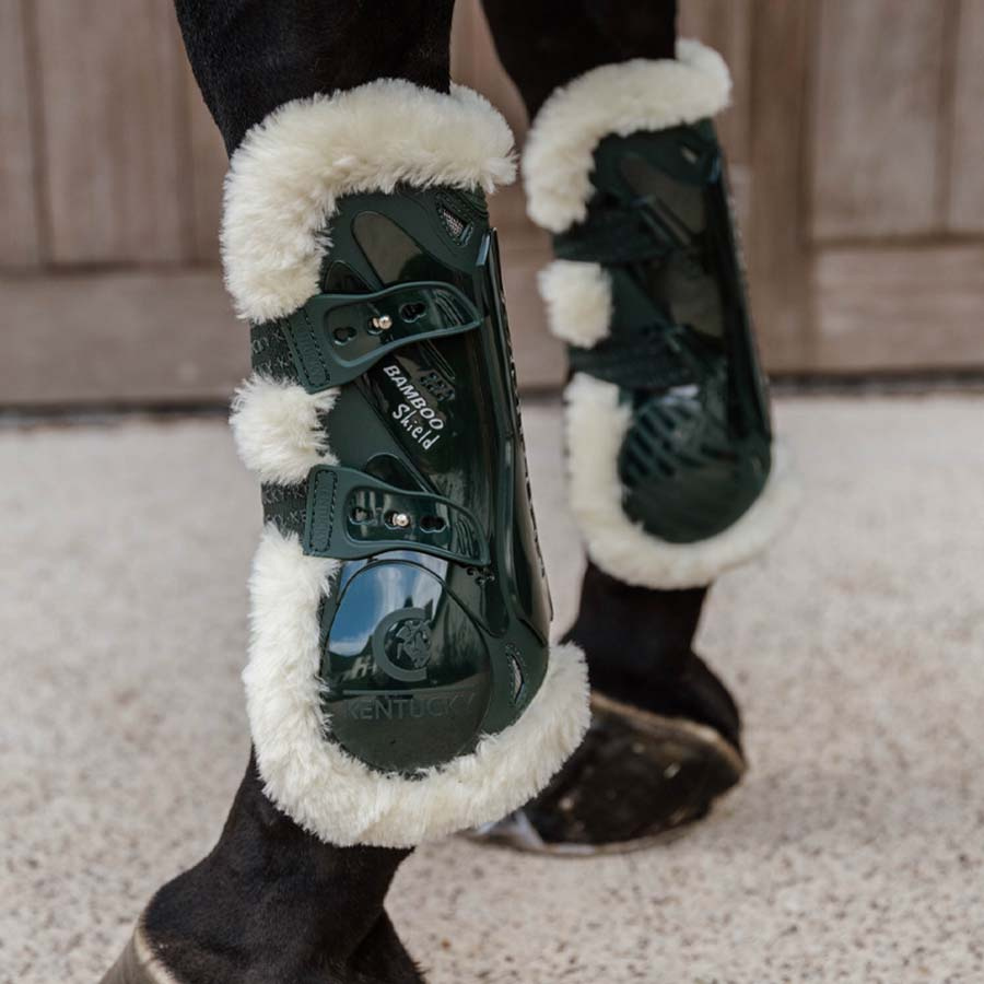 Ochraniacze skokowe przód Vegan Sheepskin Bamboo Elastic Ciemna zieleń