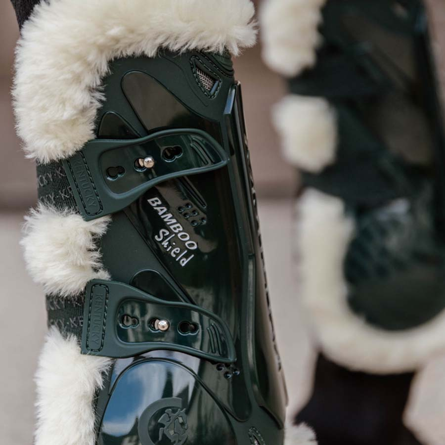 Ochraniacze skokowe przód Vegan Sheepskin Bamboo Elastic Ciemna zieleń