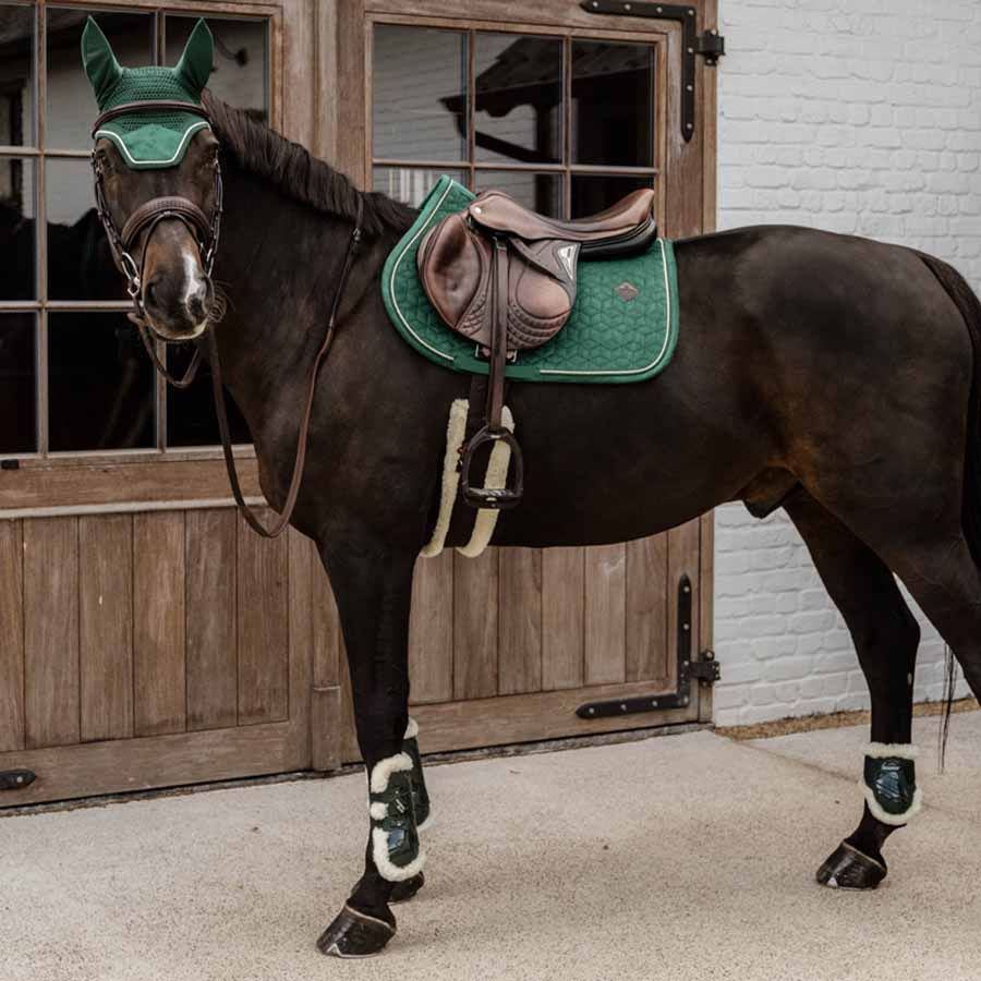 Ochraniacze skokowe przód Vegan Sheepskin Bamboo Elastic Ciemna zieleń