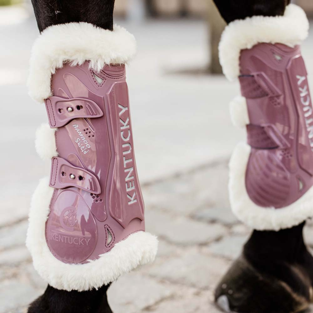 Ochraniacze skokowe przód Vegan Sheepskin Bamboo Elastic Stary róż