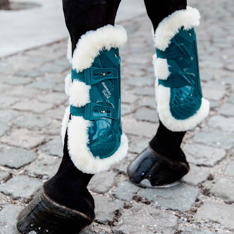 Ochraniacze skokowe przód Vegan Sheepskin Bamboo Elastic Szmaragdowa zieleń