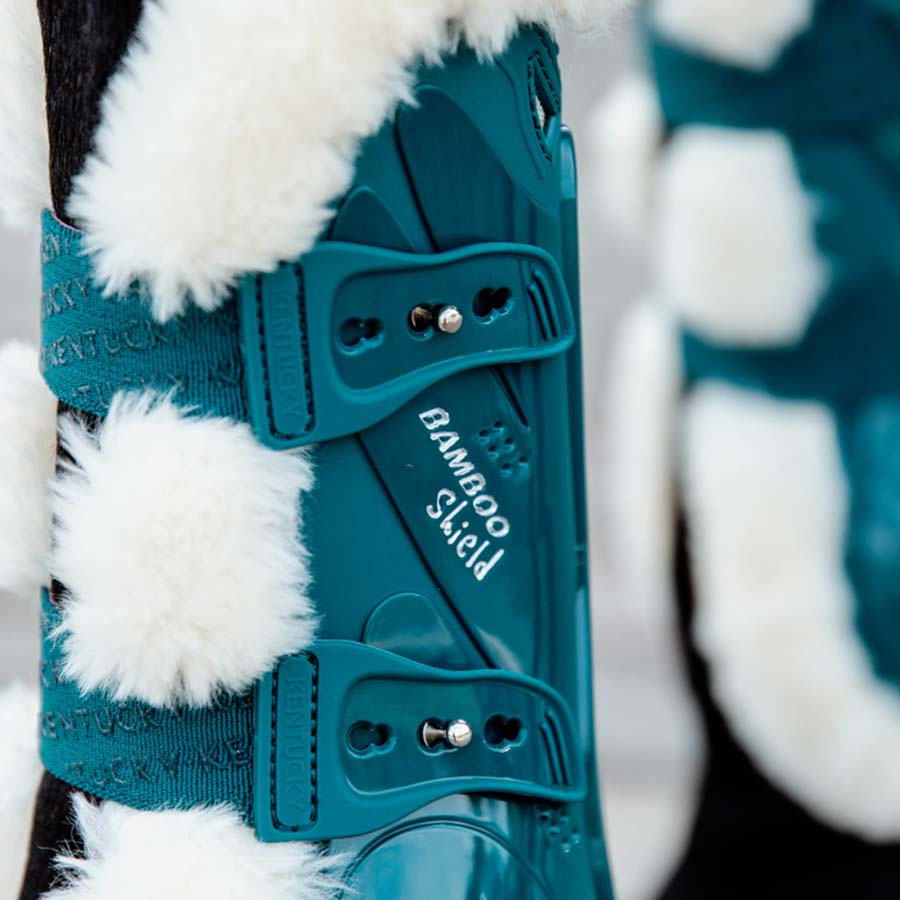 Ochraniacze skokowe przód Vegan Sheepskin Bamboo Elastic Szmaragdowa zieleń