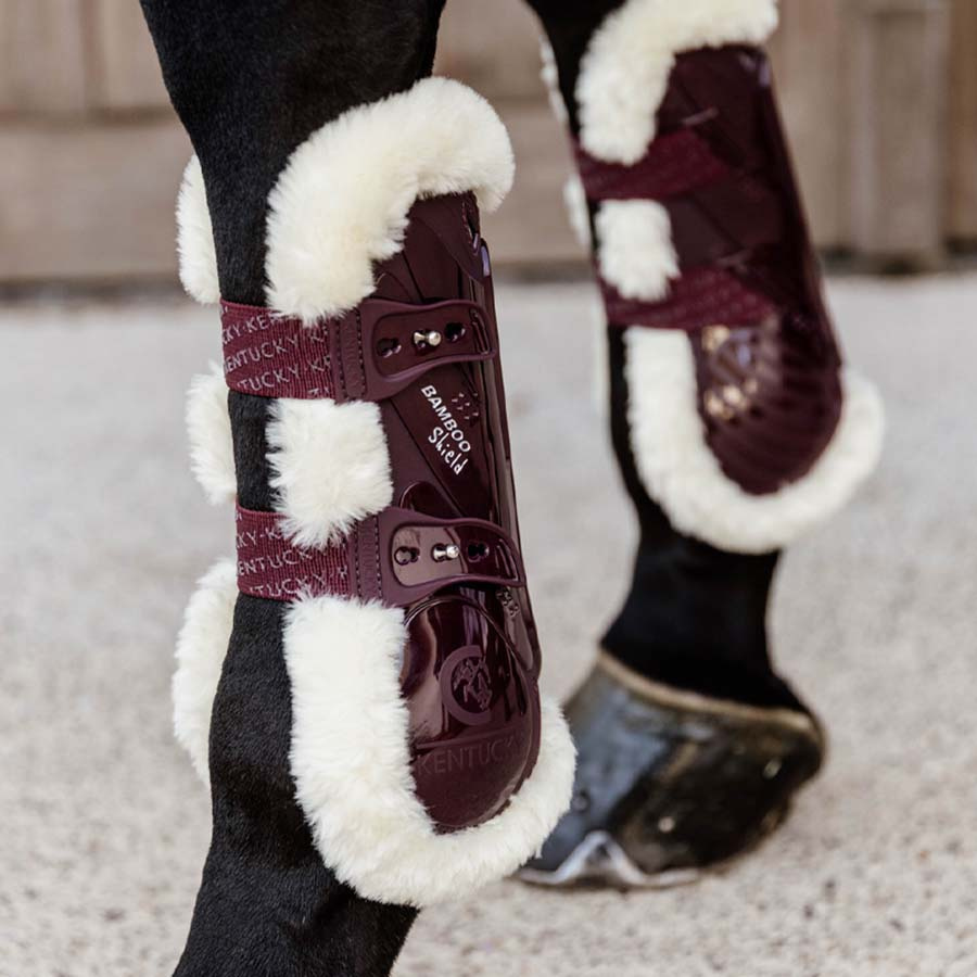 Ochraniacze skokowe przód Vegan Sheepskin Bamboo Elastic Bordowe