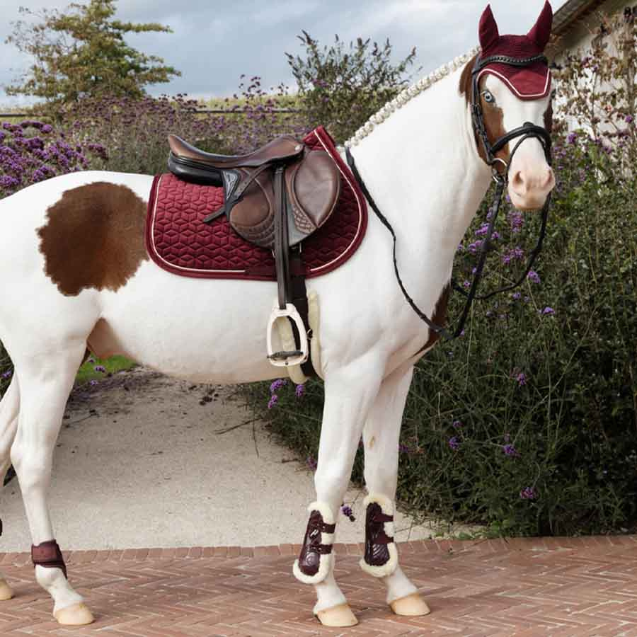 Ochraniacze skokowe przód Vegan Sheepskin Bamboo Elastic Bordowe