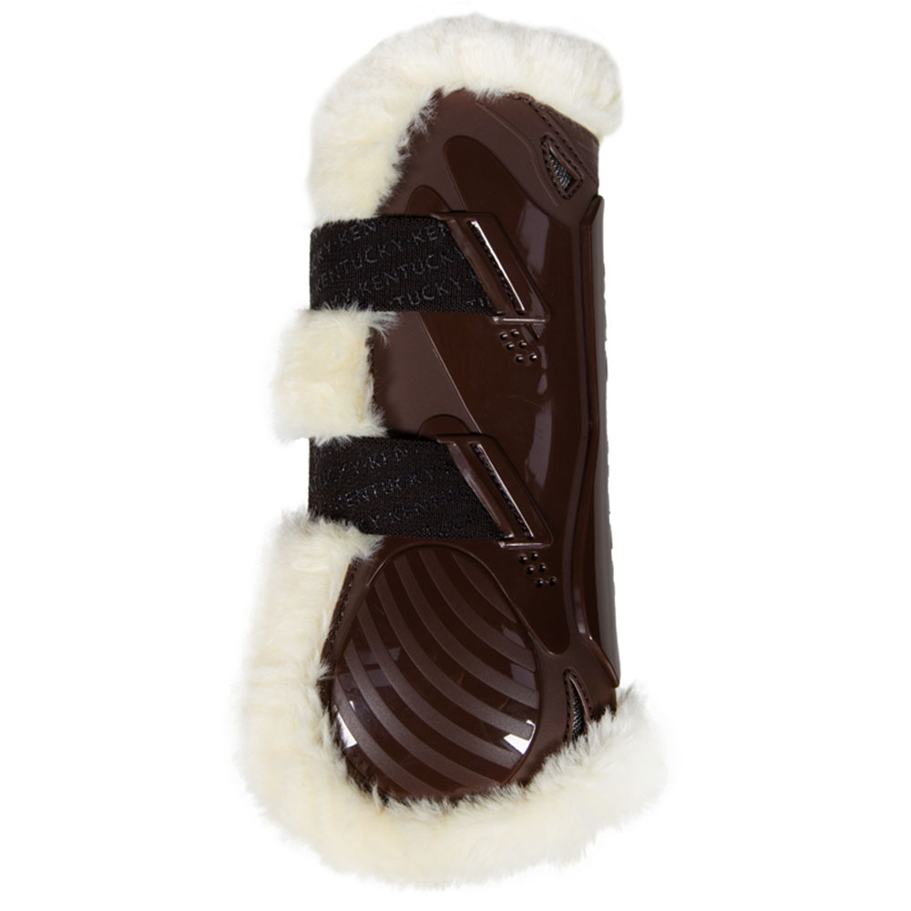 Ochraniacze skokowe przód Vegan Sheepskin Velcro Brązowe