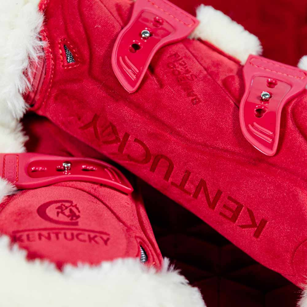 Ochraniacze skokowe przód Vegan Sheepskin Bamboo Elastic Velvet Red