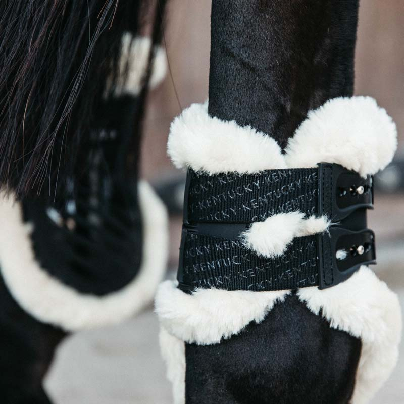 Ochraniacze skokowe tył Elastic Vegan Sheepskin Czarne