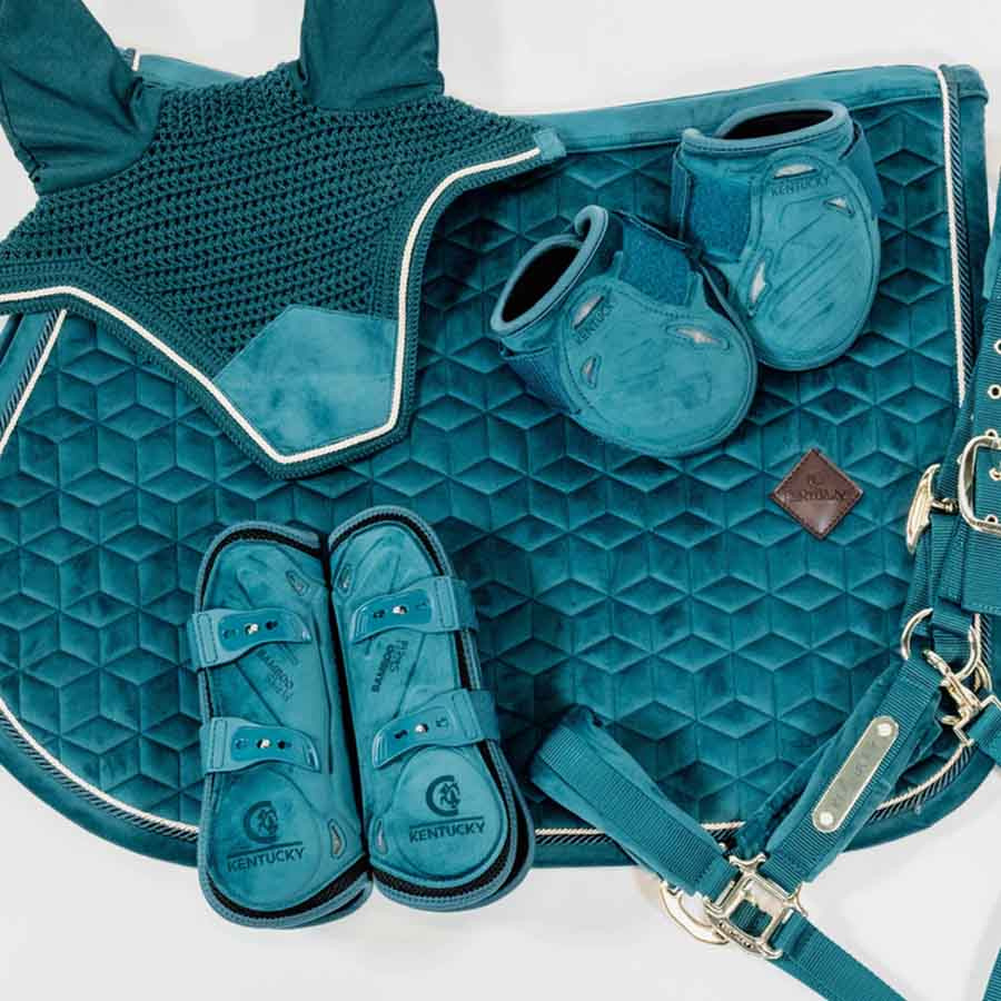 Ochraniacze skokowe tył Young Velvet Szmaragdowa zieleń