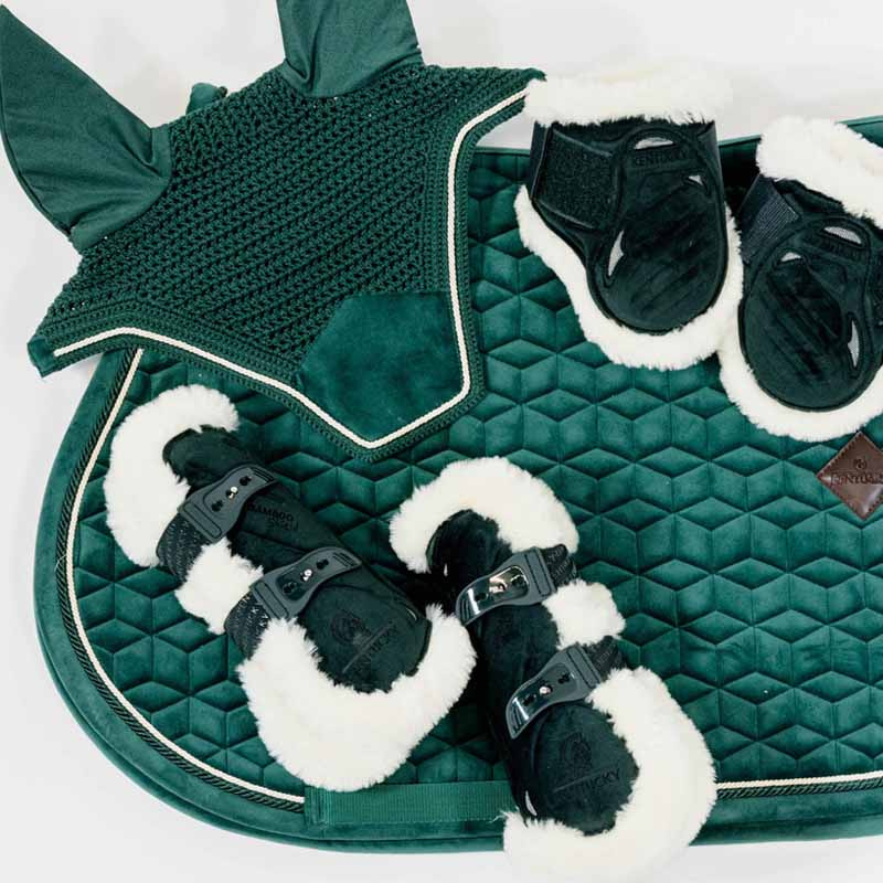 Ochraniacze skokowe tył Young Vegan Sheepskin Velvet Ciemna zieleń