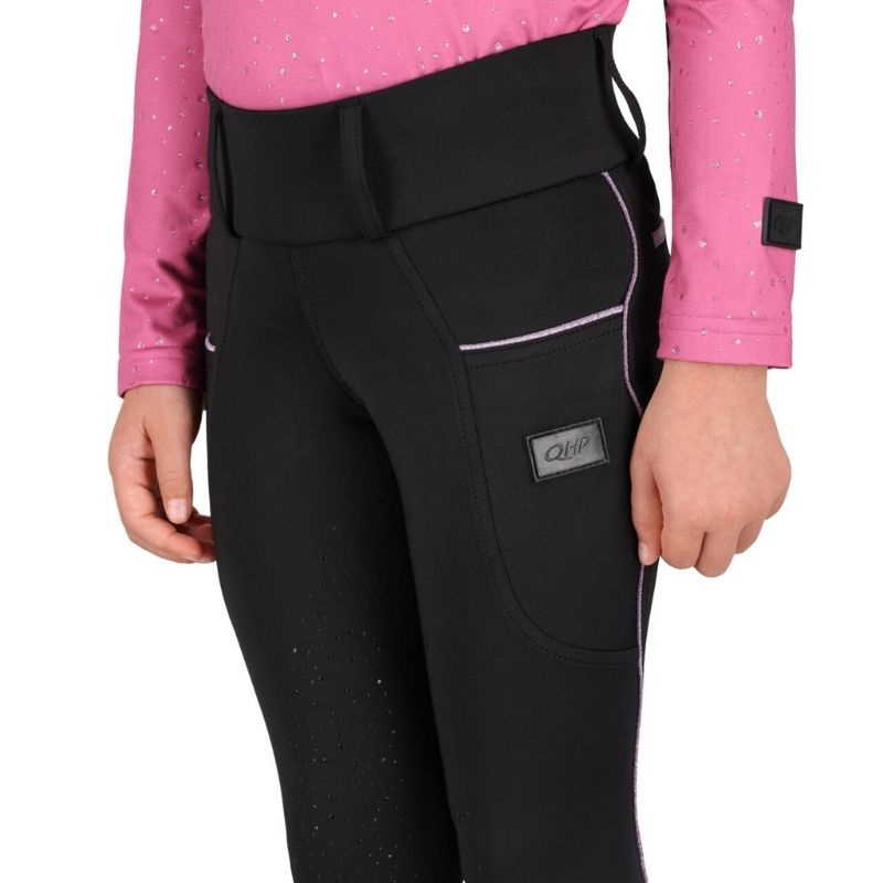 Zimowe legginsy jeździeckie Dzieci/Junior Isalyn Full Grip Czarne