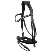 Anatomiczne ogłowie ujeżdżeniowe Comfort Fit Double z wodzami Czarne Anatomiczne ogłowie ujeżdżeniowe Comfort Fit Double z wodzami Czarne