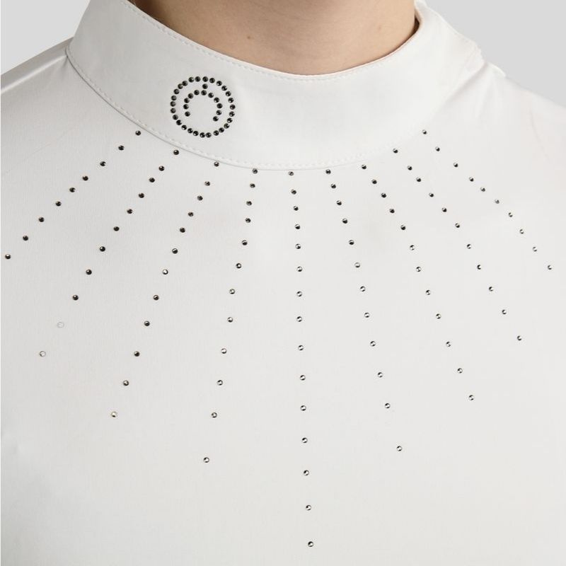 Top konkursowy MoMina Short Sleeve Gun Metal Crystals Biały