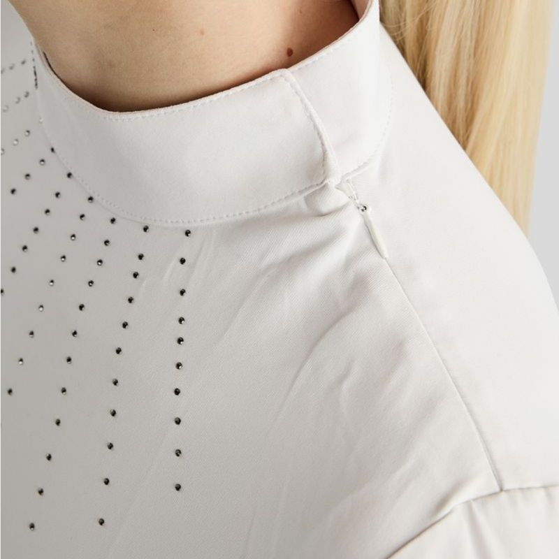 Top konkursowy MoMina Short Sleeve Gun Metal Crystals Biały