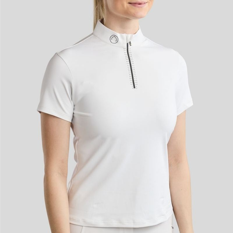 Top konkursowy MoMaddy Short Sleeve Gun Metal Crystals Biały