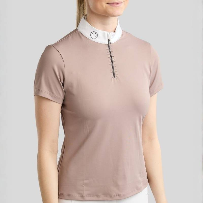 Top konkursowy MoMaddy Short Sleeve Gun Metal Crystals Pearl Grey